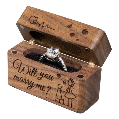 Wooden engagement ring box - wooden, for